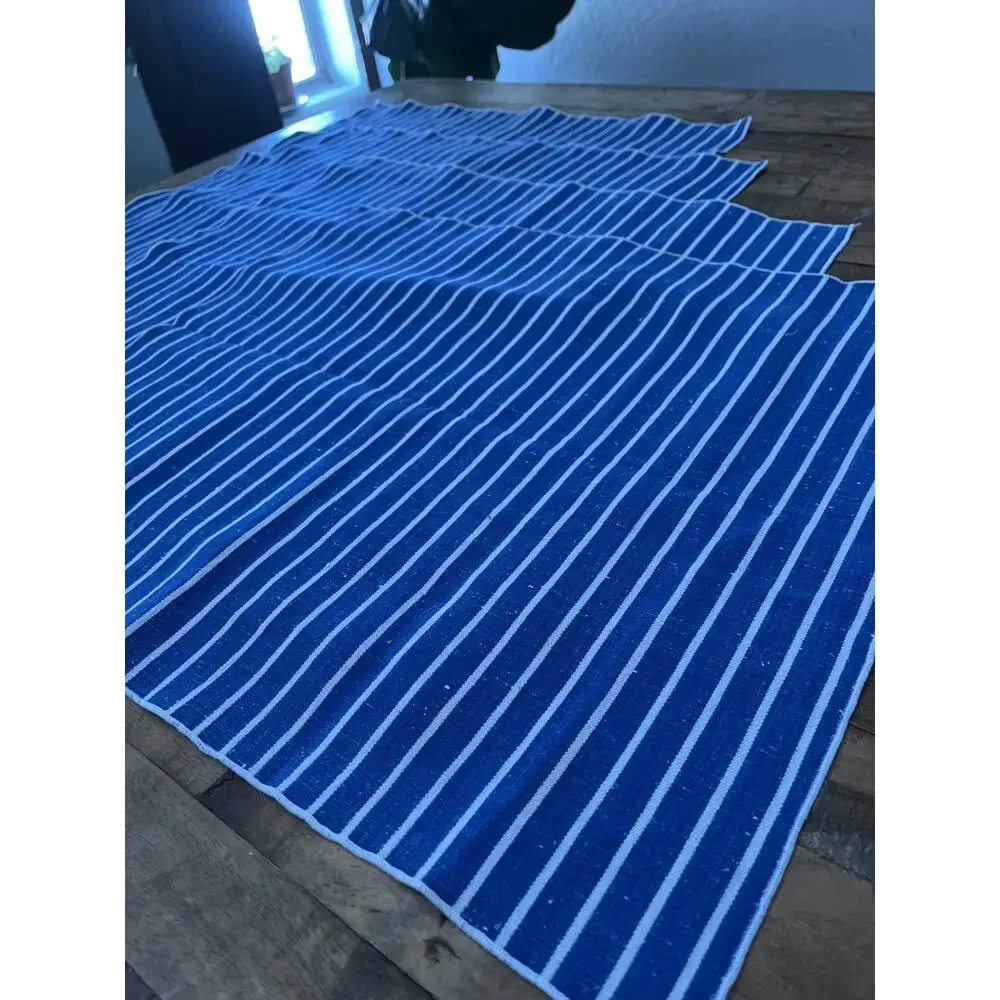 Linen Napkin Set of 4 Blue Striped Pattern 20